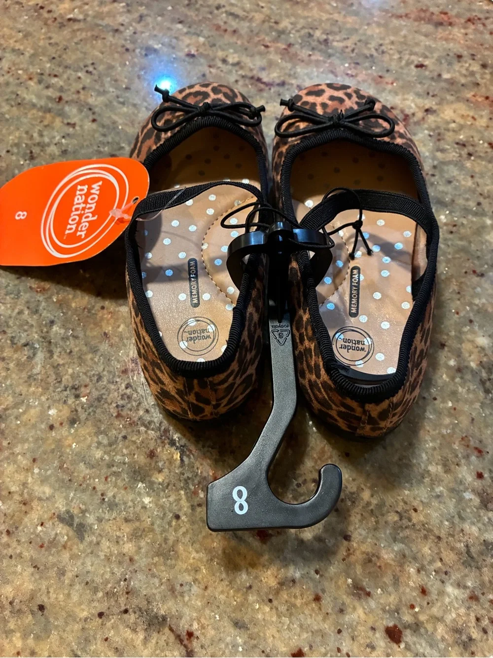 Wonder Nation Girls' Leopard Print Mary Jane Flats - Brown, Size 8, NWT